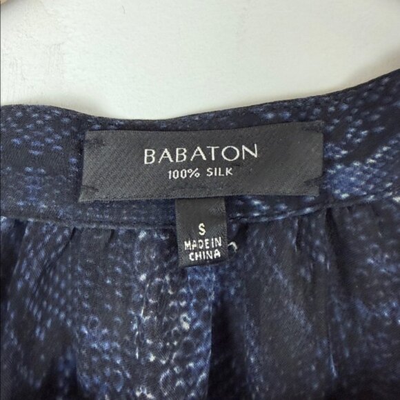 Babaton Midnight Blue Long Sleeve Silk Dress Size Small - Picture 2 of 7